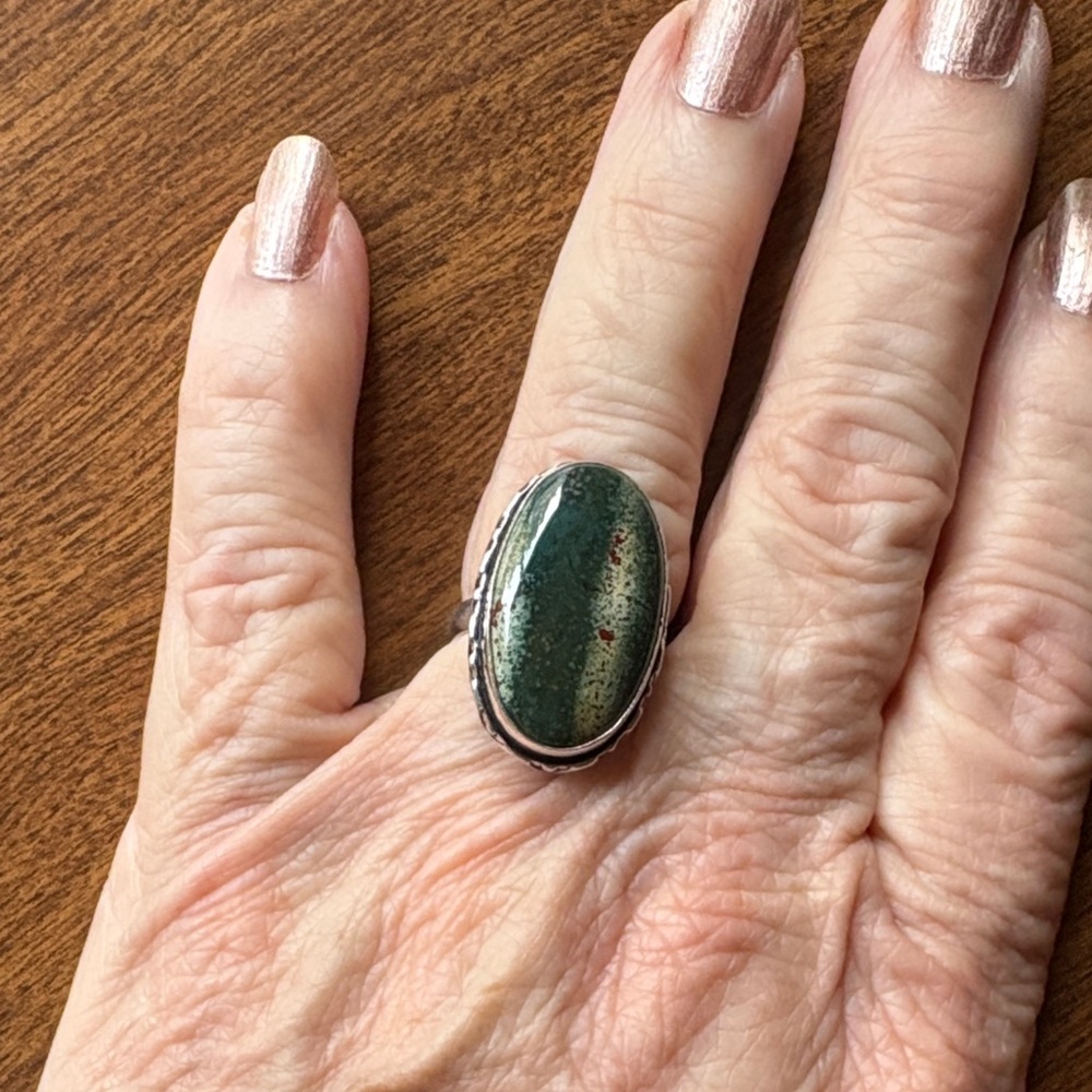 Oval Green Stone Ring
